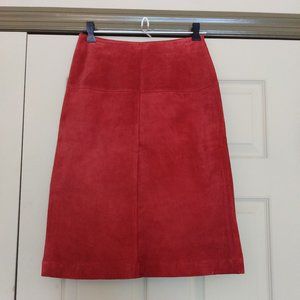 Coral Suede Midi Skirt